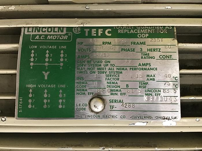 Used CONAIR ES1012 10 HP Grinder Used #142102