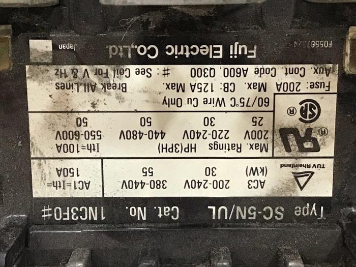 Used FUJI ELECTRIC Contactor SC-5N/UL 1NC3F0 #141375