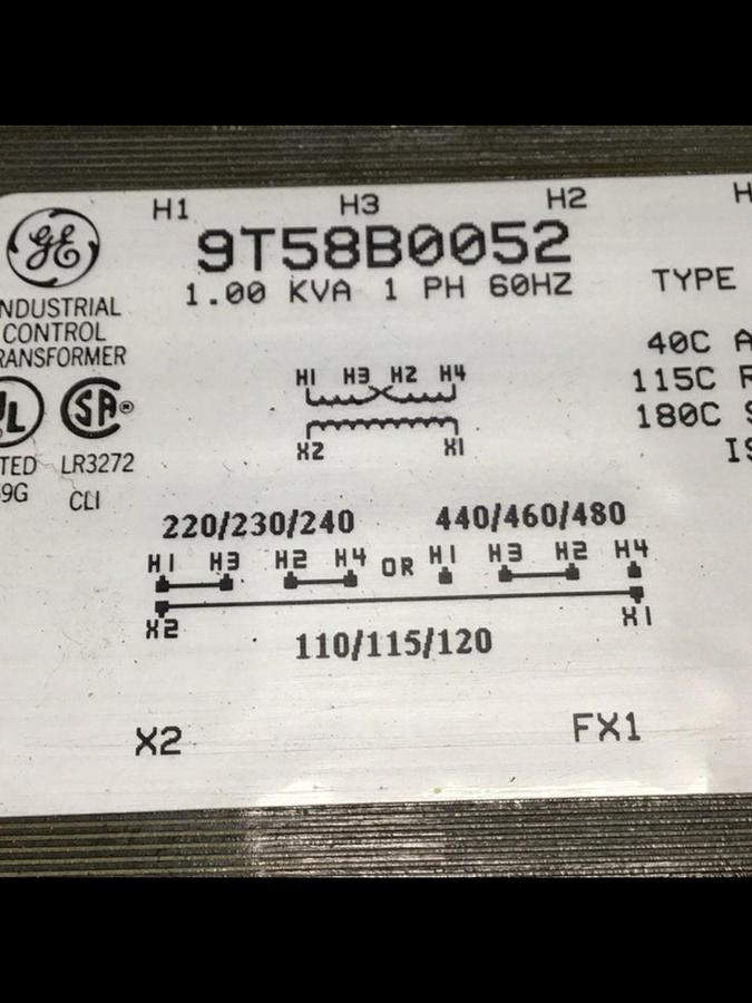 Used GENERAL ELECTRIC / GE 1.00 kVA Transformer 9T58B0052 Used