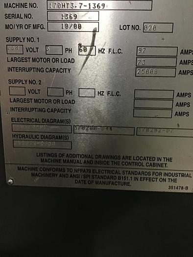 Used VAN DORN DEMAG 170 Ton Injection Molding Machine 170HT-3.7