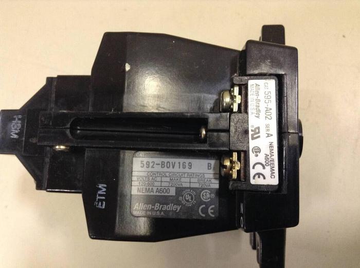 Used ALLEN BRADLEY Overload Starter Relay 592-BOV169 SER B W36 #75233