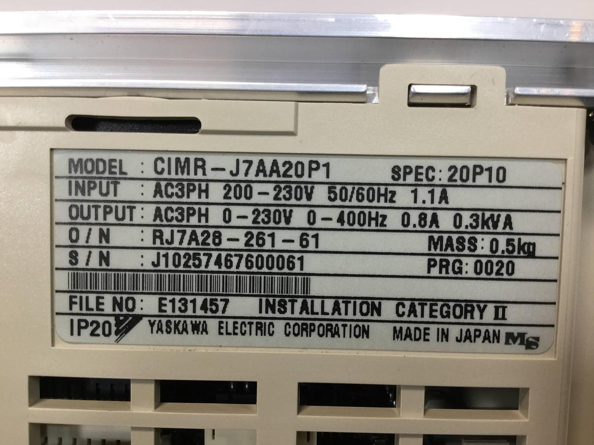 Used YASKAWA VS Mini J7 Inverter CIMR-J7AA20P1 USED