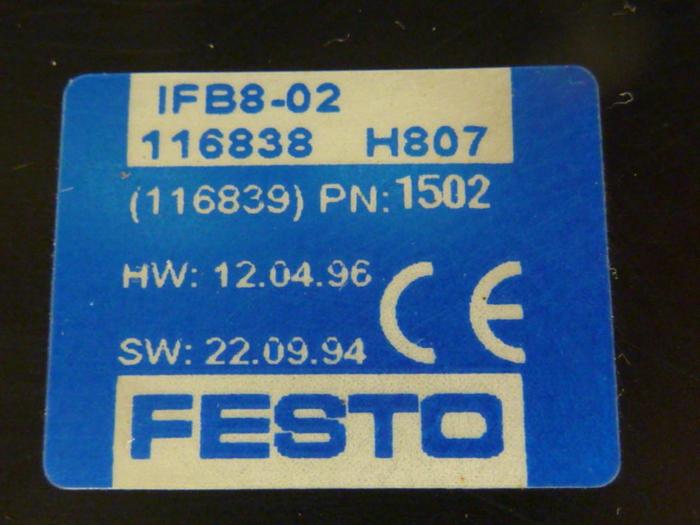 Used FESTO Control Block / Valve Terminal IFB8-02 #52877