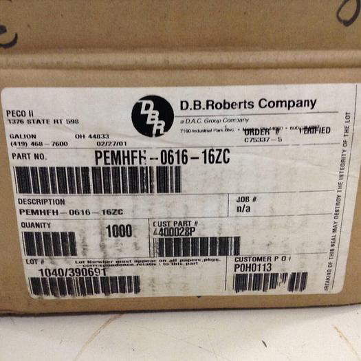 DB ROBERTS PEM Self Clinching Studs HFH-0616-16ZC #80689