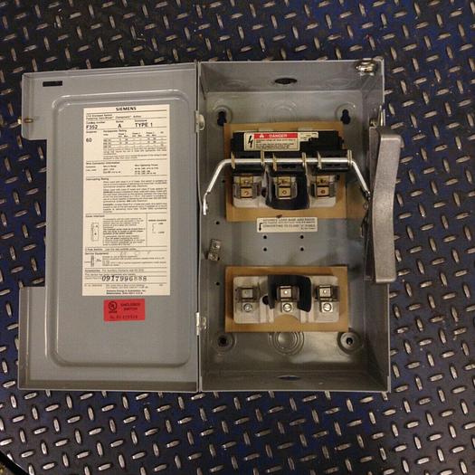 Used SIEMENS 60 Amp Safety Disconnect Switch F352 #75442