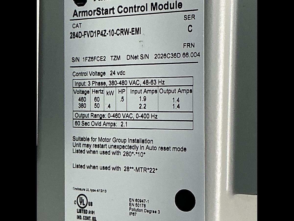 Used ALLEN BRADLEY 284D-FVD1P4Z-10-CRW-EMI