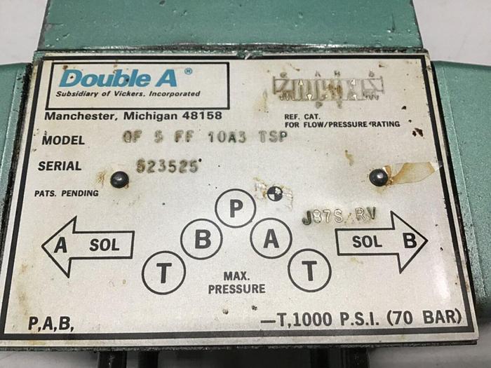 Used DOUBLE A Valve QF 5 FF 10A3 TSP #138429