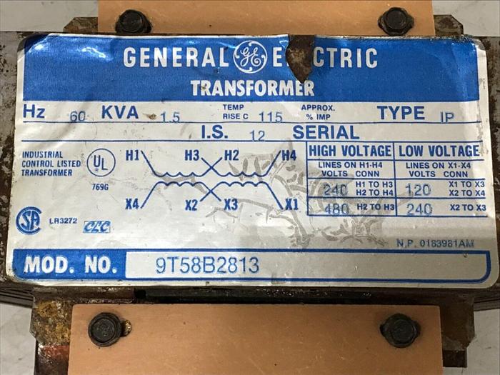Used GENERAL ELECTRIC (G.E.) 1.5 kVA Transformer 9T58B2813 #134357