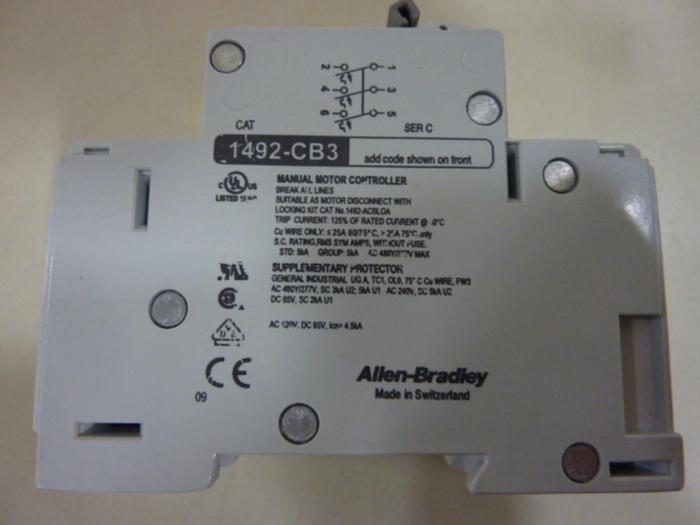 Used ALLEN BRADLEY 3 Amp Circuit Breaker 1492-CB3/G030 SER C #52183