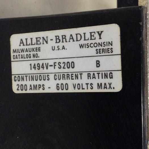 Used ALLEN BRADLEY Fuse Block Holder 1494V-FS200 SER B #71738