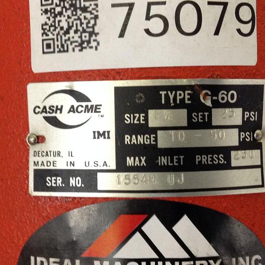 Used CASH ACME Pressure Reducing Valve G-60 #75079