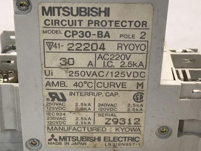 Used MITSUBISHI Circuit Breaker 30 Amp CP30-BA-2P-30A #119647