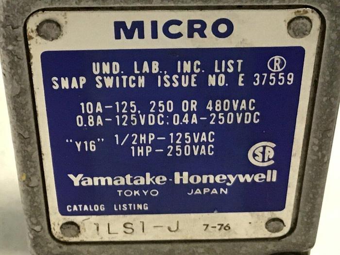 Used YAMATAKE Micro Limit Switch 1LS1-J #122163