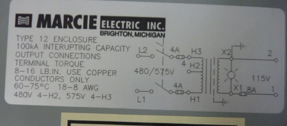 Used HOFFMAN 1 kVA Transformer A1212CH/SPL USED