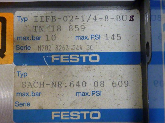 Used FESTO Control Block / Valve Terminal IFB8-02 #52750