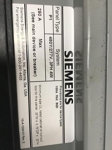 Used SIEMENS 250 Amp Breaker Box P1X18MC250A #137027