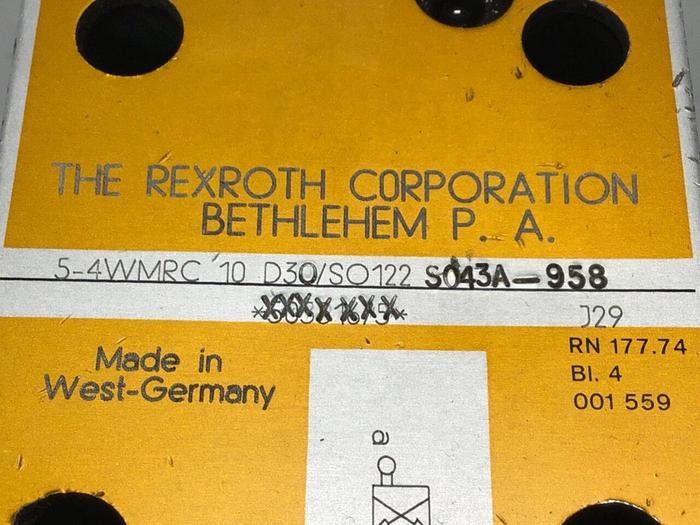 Used REXROTH Valve 54WMRC10D30SO122 #116311