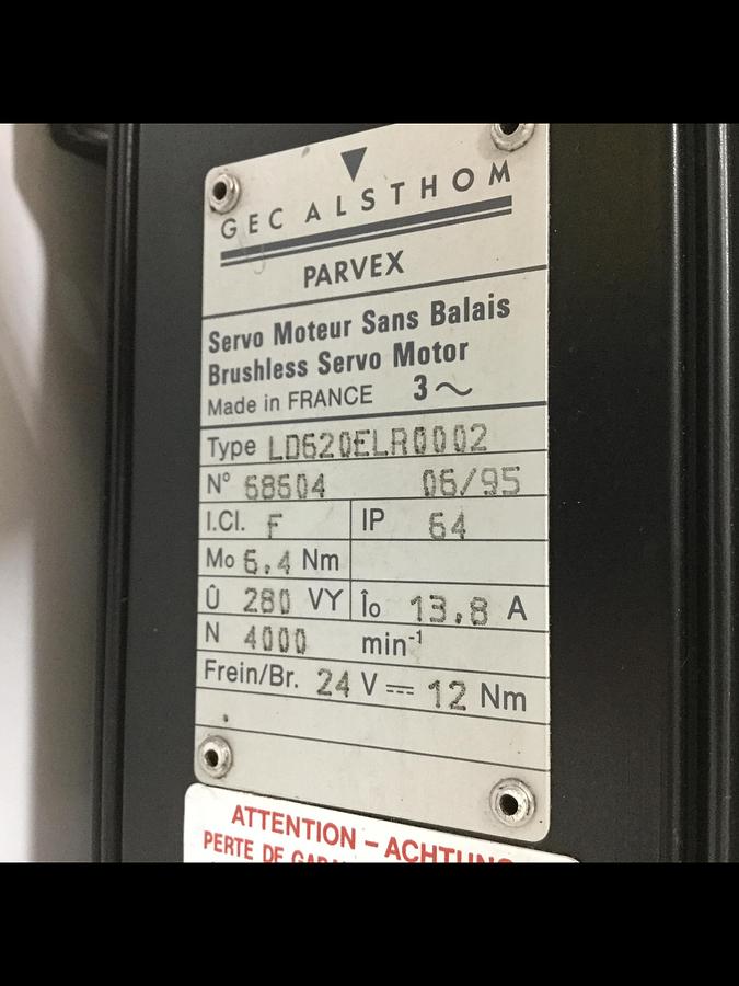 Used GEC ALSTHOM Brushless Servo Motor LD620ELR0002 #109236
