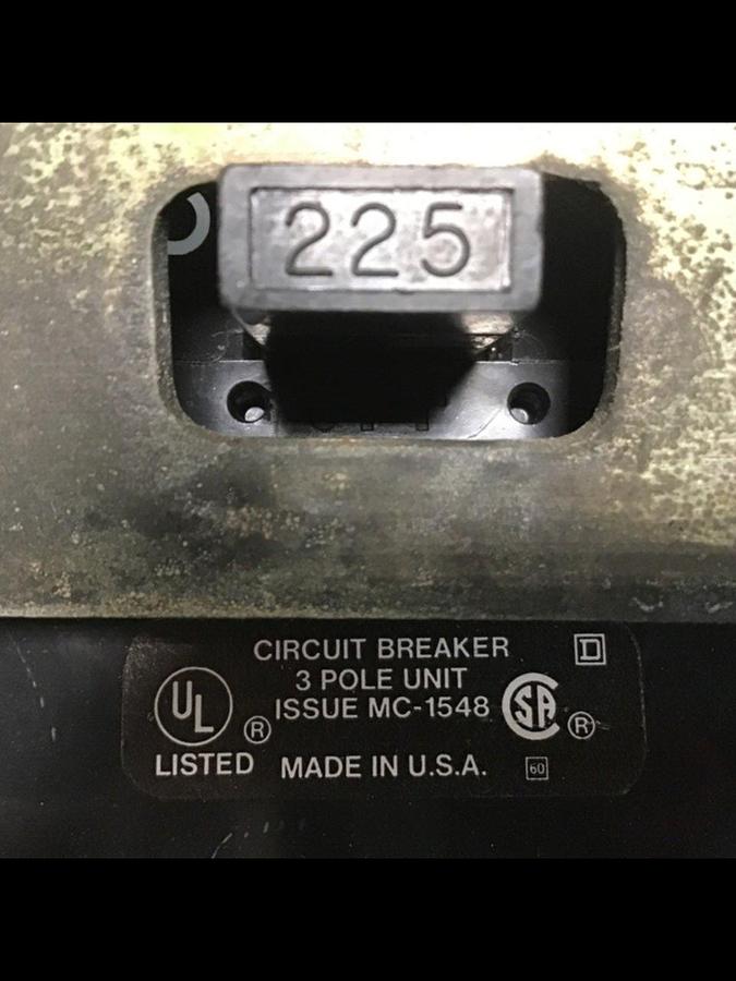 Used SQUARE D 225 Amp Circuit Breaker KAL36225 Used
