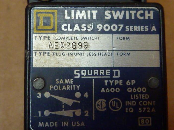 Used SQUARE D Limit Switch 9007AEQ2699 #27060