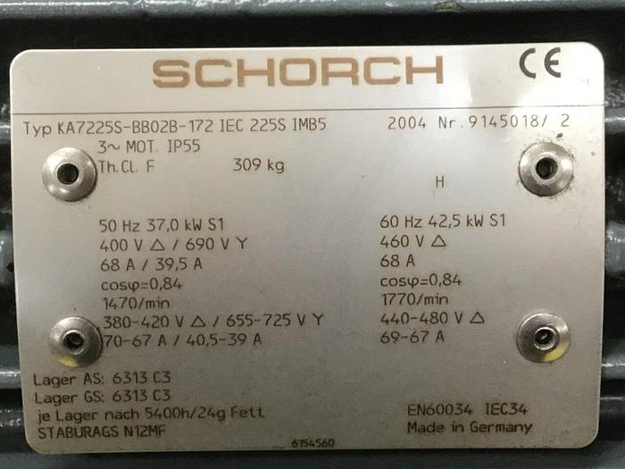Used SCHORCH 57 HP Motor KA7225S-BB02B-172 Used