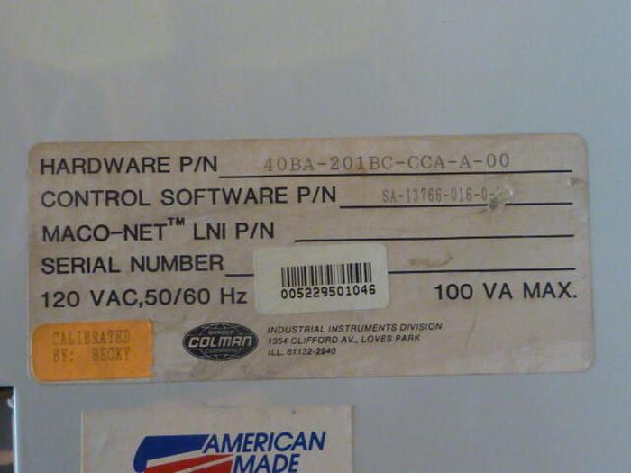 Used BARBER COLMAN Control Card Rack 40BA-201BC-CCA-A-00 #36003