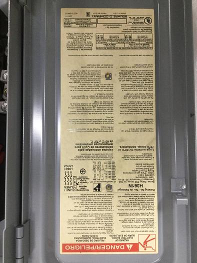 Used SQUARE D Safety Disconnect Switch H361N F05 #101431