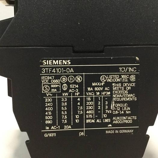 Used SIEMENS Contactor 3TF4101-0A #94193