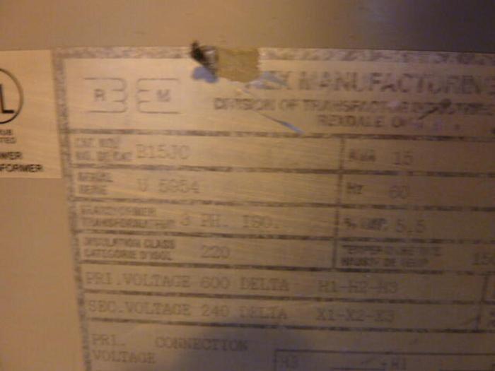 Used REX 15 kVA Transformer B15JC #32034