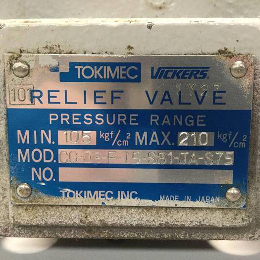 Used VICKERS Tokimec Relief Valve CG03F15S81JAS75 #91769