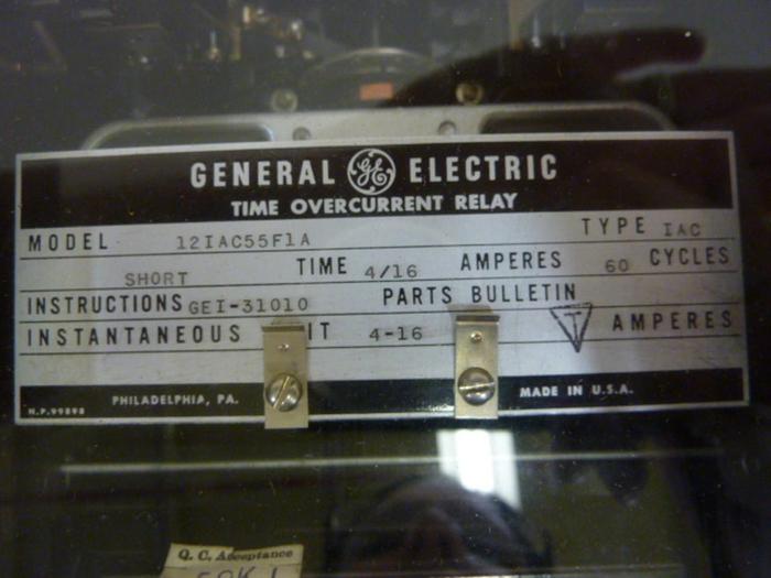 Used GENERAL ELECTRIC Time Overcurrent Relay 12IAC55F1A #55891