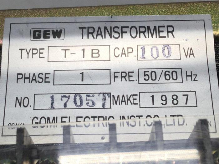 Used GOMI ELECTRIC 0.1 kVA Transformer T-1B 100VA #107874