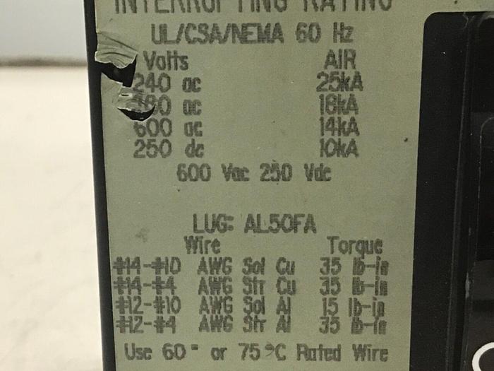 Used SQUARE D 15 Amp Circuit Breaker FAL36015 #129398