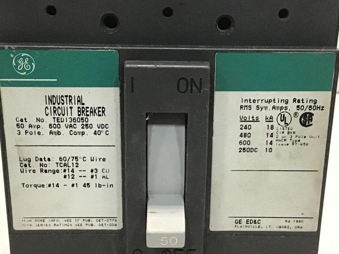 Used GE 50 Amp Circuit Breaker TED136050 #113998