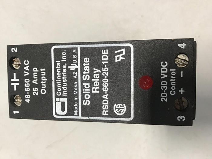 Used CONTINENTAL INDUSTRIES Solid State Relay RSDA-660-25-1DE #134774