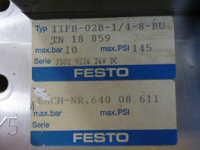 Used FESTO Control Block / Valve Terminal IFB8-02 #52819