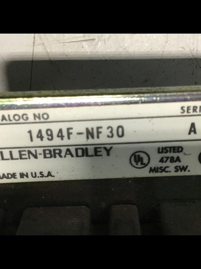 Used ALLEN BRADLEY 30 Amp Fuse Block Plate 1494F-C633 SER B USED