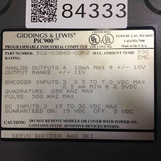 Used GIDDINGS & LEWIS Servo Encoder 502-03840-03R2 Used