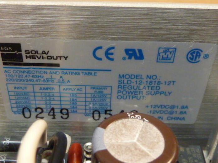 Used SOLA ELECTRIC Power Supply SLD-12-1818-12T #31437