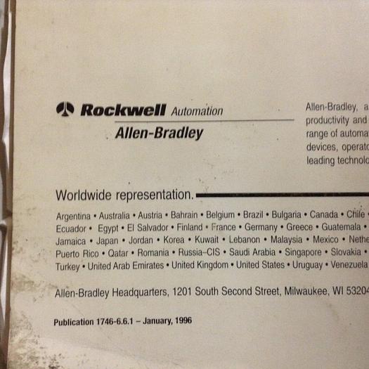 Used ALLEN BRADLEY User Manual 1746-6.6.1 #70852