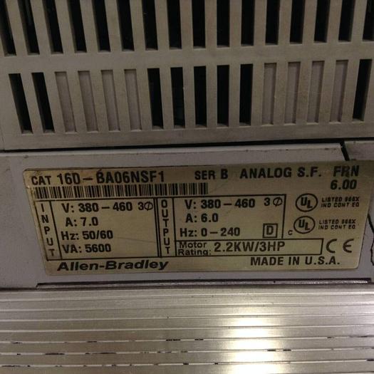 Used ALLEN BRADLEY Speed Controller 160-BA06NSF1 SER B #71786