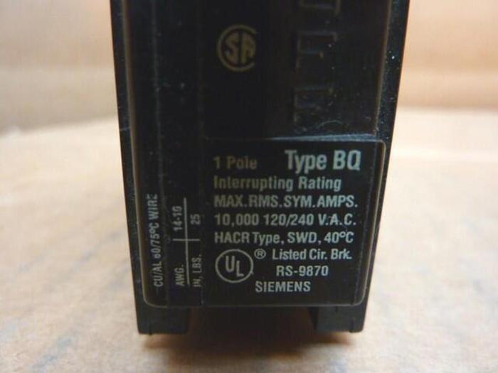 Used SIEMENS 20 Amp Circuit Breaker BQ120 #22443