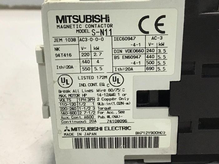 Used MITSUBISHI Magnetic Contactor S-N11 #114553