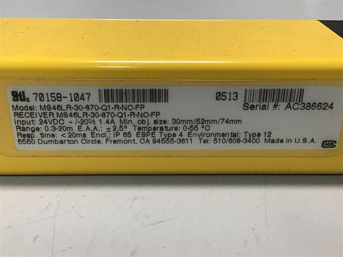 Used STI Light Curtain Receiver MS46LR-30-870-Q1-R-NC-FP Used