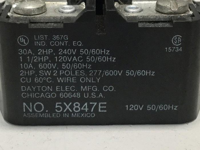 Used DAYTON Power Relay 5X847E #109577