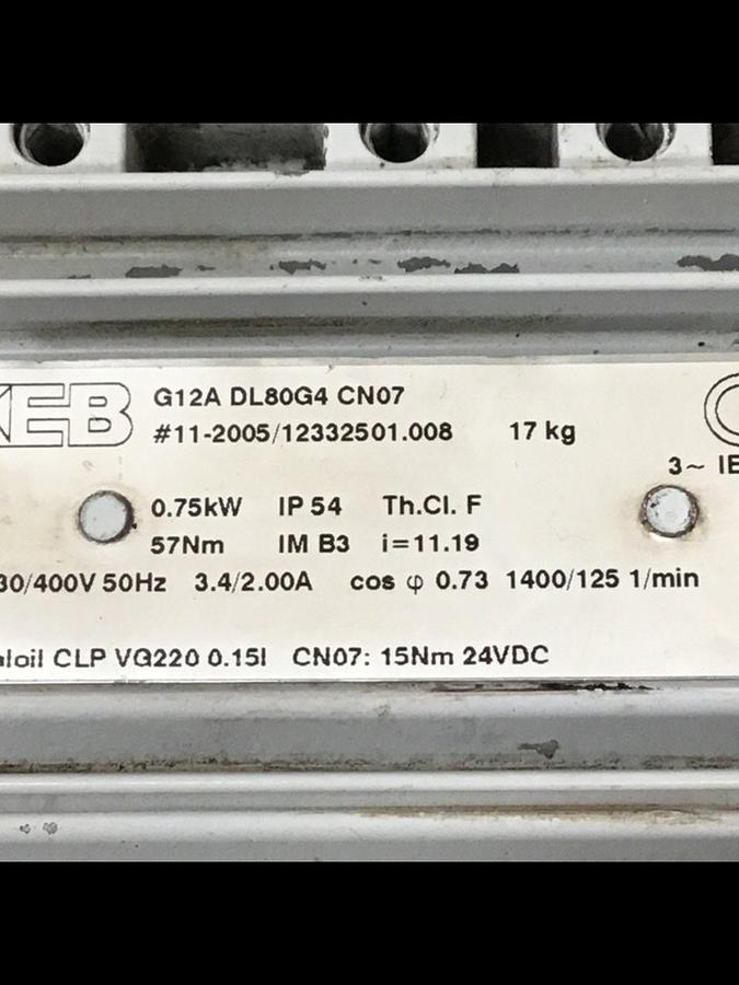 Used KEB 1 HP Motor G12A DL80G4 CN07 #137432