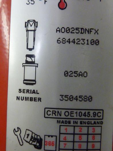 Used DOMNICK HUNTER Replacement Element AO025DNFX #60137