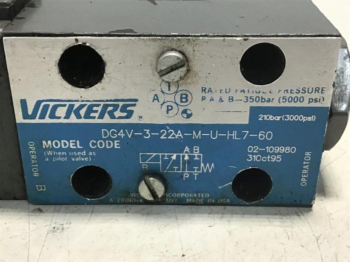 Used VICKERS Directional Hydraulic Valve DG4V322AMUHL760 Used