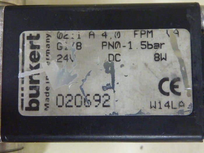 Used BURKERT EASY FLUID CONTROL Solenoid Valve 0211 A 4,0 FPM Used