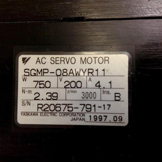 Used YASKAWA AC Servo Motor SGMP-08AWYR11 #73567